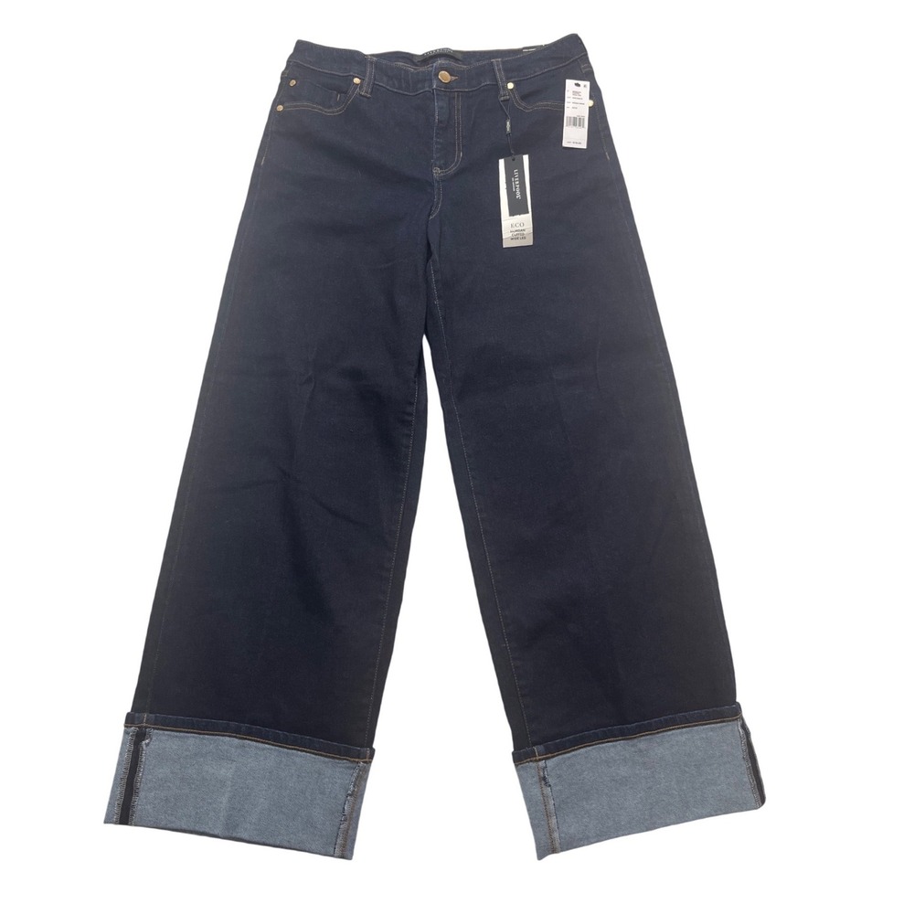 Liverpool Morgan Cuffed Wide Leg Women 10/30 Indigo Rinse NWT Eco Jeans LM4365VH